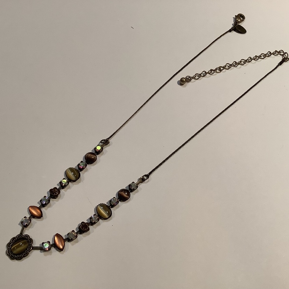 Lia Sophia cats eye and rhinestone necklace